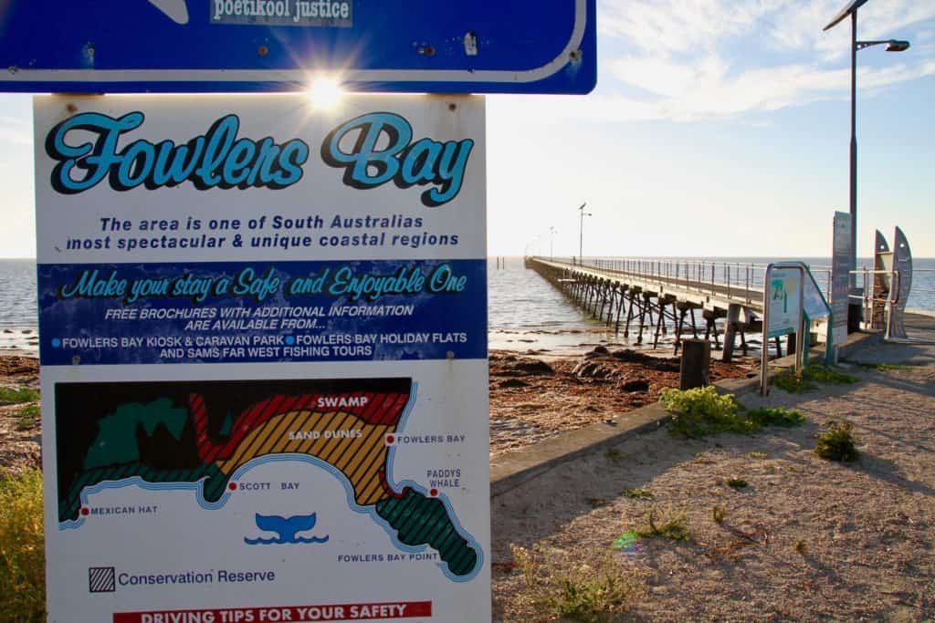 Fowlers Bay Jetty and signage